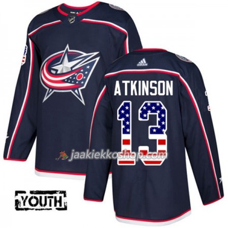 Lapsille NHL Blue Jackets Pelipaita Cam Atkinson 13 Adidas 2017-2018 Marine Sininen USA Flag Fashion Authentic